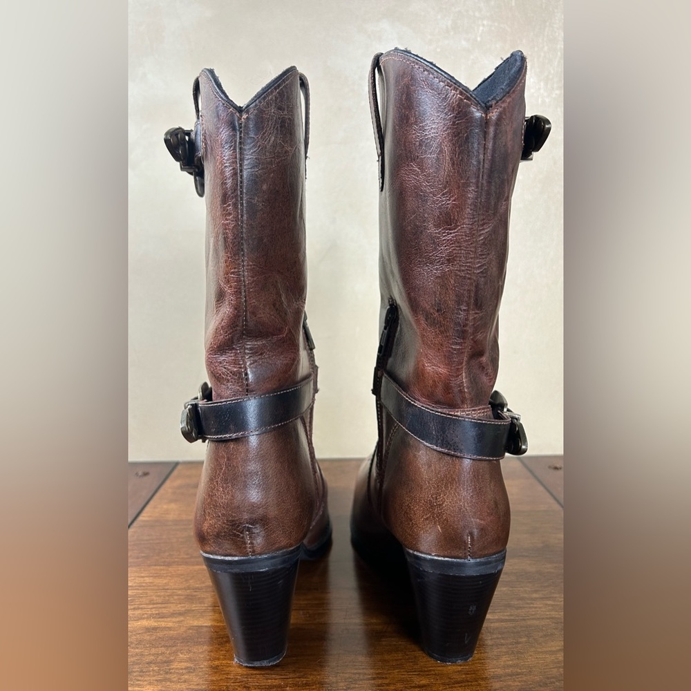 Dingo Women's Nelly Western Boot, Brown with Buckles and Side Zipper Size 10M - Picture 6 of 9